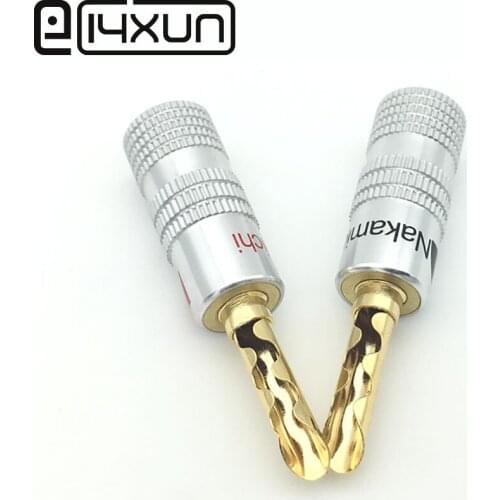 EClyxun 100pcs 24K Gold Plated Audio Nakamichi BFA Silent Wire Tube Banana Speaker Plug Connector Screw Cable & Wire