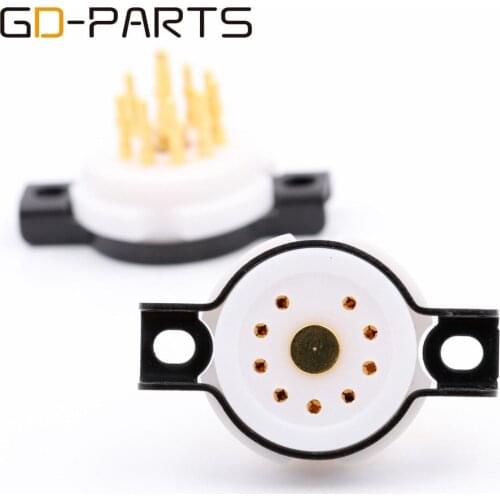EIZZ 1PC High End 9pin PTFE Tube Socket Valve Tube Base Gold Plated Brass Pins For 12AX7 12AT7 6DJ8 6922 ECC88 EL84 6BQ5 12BH7