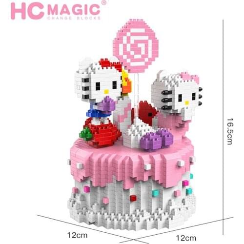 HC Magic Blocks Cartoon Building Bricks Cute food Cake Model Auction Figures Kids Toys Anime Juguetes Girls Gifts for Birthday