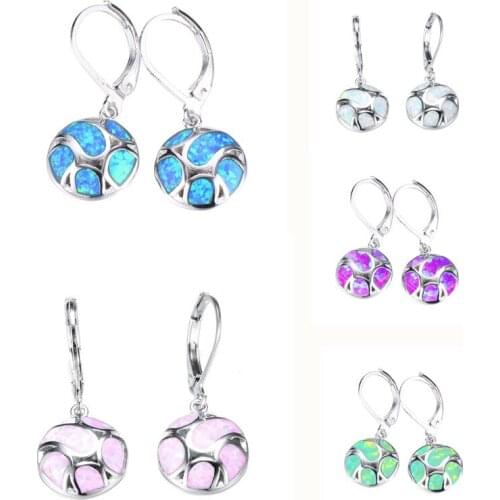 Exquisite Football Design Earrings Blue Imitation Opal Geometric Drop Earrings For Women Accessories Fashion Jewelry Girl Gift