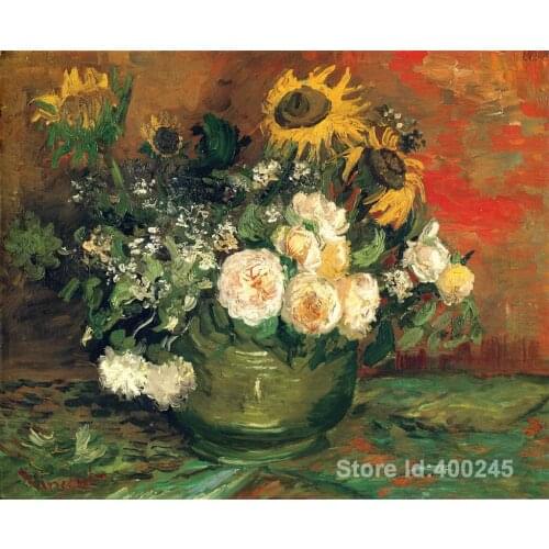 Paintings by Vincent Van Gogh Still Life with Roses and Sunflowers wall art Hand painted High quality