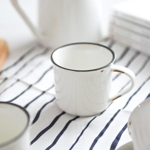 Creative Retro Ceramic Cup Household Mug Coffee Cup Imitation Enamel Cup Milk Cup Nostalgic Cup Water Cup