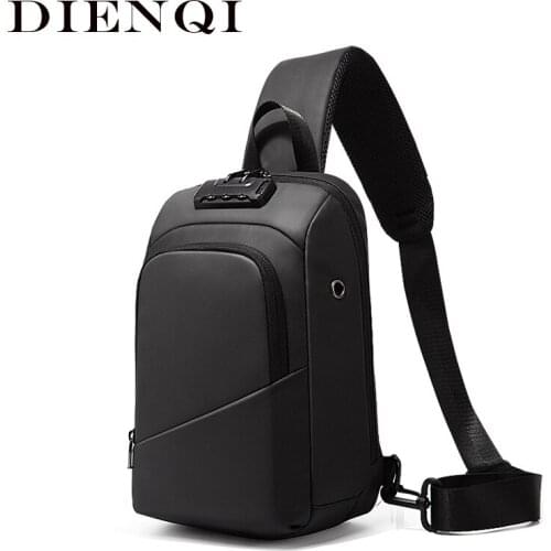 DIENQI New 2020 Anti-theft Mens Bags Safety Password Crossbody Bag Shoulder Male Waterproof Short Trip Chest Bag Pack for Men