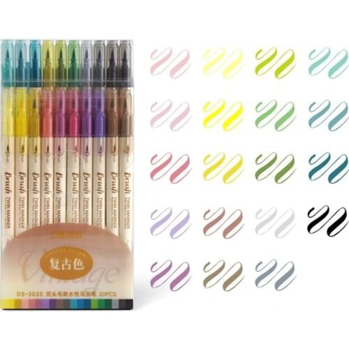 3pcs Retro Color Twin Marker Pens Set Brush Drawing Fine Liner Water Based Ink Blendable Watercolor Art Painting School