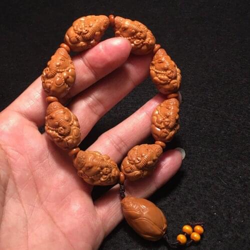 Natural Olive Nuclear Carved Elephant God Master Handmade Bracelets Man Playing The Old Olive Nuclear Nuclear Jewelry Auspiciou