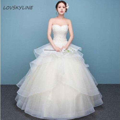 New Vestido De Noiva Ivory Light champagne Lace Wedding Dress Tiered Beads Plus Size Customized Wedding Gowns Bride Dress