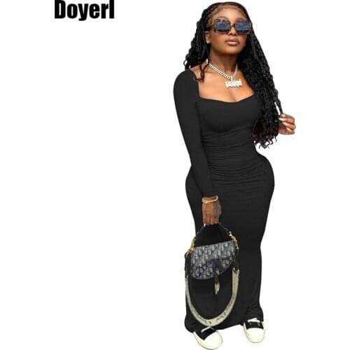 Casual Womens Dresses Autumn Long Sleeve Streetwear Stretch Bodycon Long Dress Women Night Party Club Dresses Female Clothing