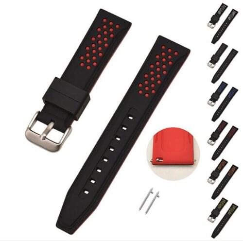 Mens 20 22 24 26mm Rubber and Silicone Sport Watch Band For Smart Samsung Watchband+Switch Bars