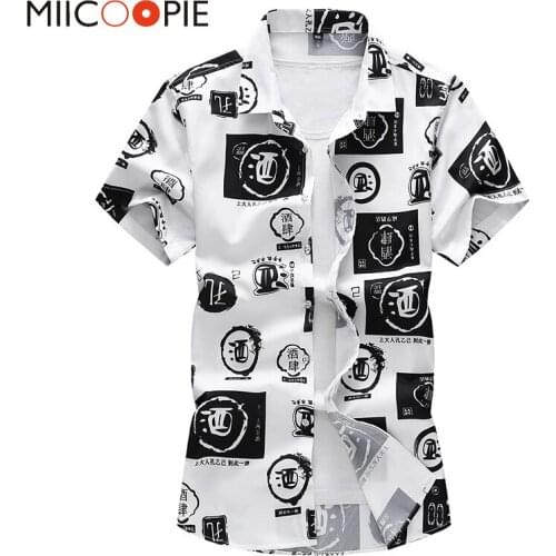 Fashion Japanese Printed Shirt Dress Men 7XL Large Size Holiday Short Sleeved Male Hawaiian Shirts Tops Chemise Streetwear
