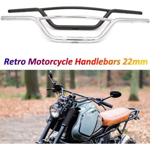 Retro Handle Bars 22mm Steering Wheel Handlebar for Motorcycle Cafe Racer Bobber Sportster Chopper Cruiser Tracker Vintage Bikes
