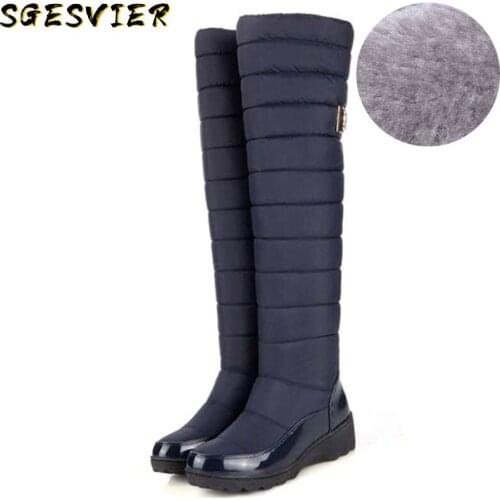 SGESVIER New 2021 keep warm snow boots women fashion platform fur thigh high over the knee boots plush ladies warm winter boots