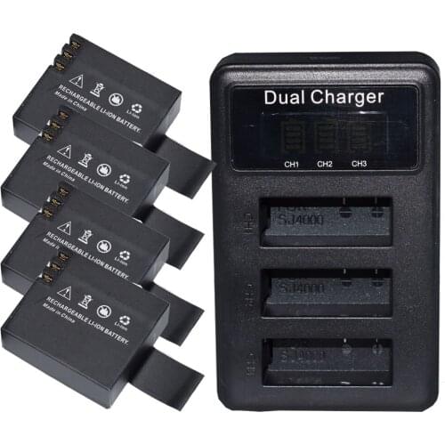 Replacement Battery for Eken PG1050 Evolveo Sportcam W7 Camera + Triple Charger