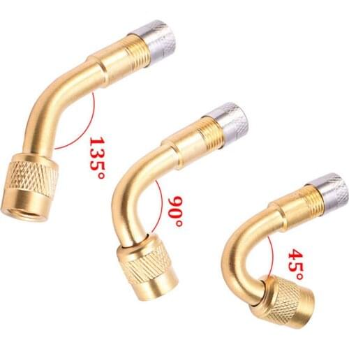 Car Styling 45/90/135 Degree Brass Air Tyre Valve Schrader Valve Stem with Extension Adapter for Car Truck Motorcycle