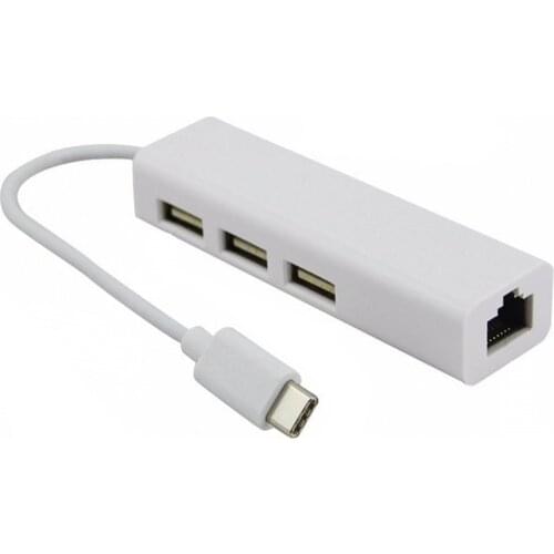 CYSM CY USB 3.1 Type C USB-C Multiple 3 Ports Hub with Ethernet Network LAN Adapter for Chromebook