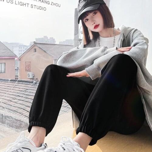 Women Sweatpants Joggers 2021 Autumn Fashion Harem Pants Ladies Korean Oversized Trousers Women Solid Cotton Casual Sweat Pants