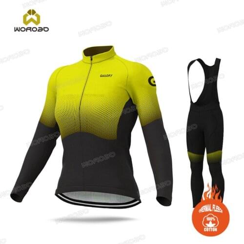 2020 Winter Women Cycling Wear Set Polka Dot Long Sleeve Clothing Lady Bicycle Team Training Uniform Road Ride Sportswear Sets