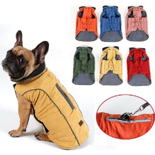 Winter Warm Pet Dog Clothes Reflective Large Dog Coat Jacket Adjustable Retro Design Cozy Pet Clothes Small Dogs Vest XS-3XL