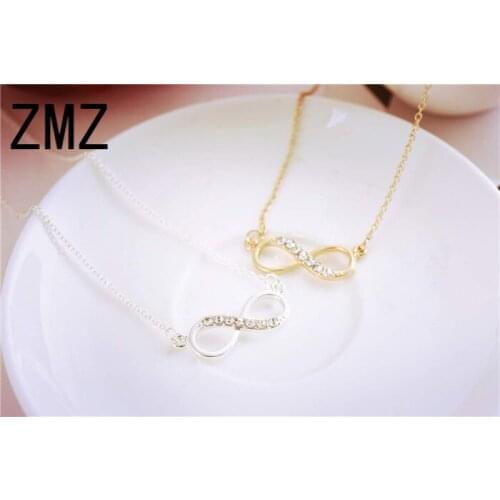 ZMZ 10pcs/lot 2018 America simple endless pendant infinite love Jewelry necklace with shinny stone inlay gift for lover/mother