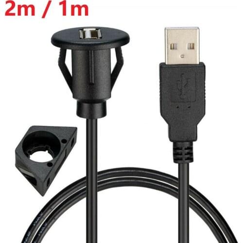 1 M / 2 M Car Dashboard Installation Usb 2.0 Male To Female Socket Panel Extension Cable Single Port Usb2.0 Female Cable