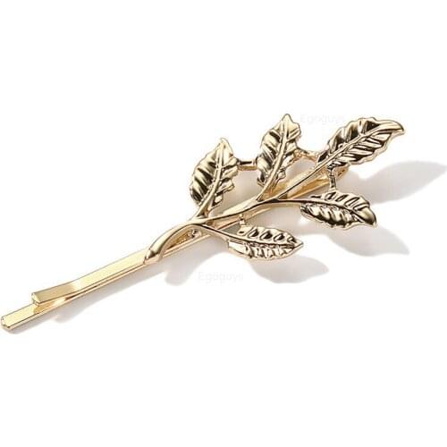 1PC Fashion Girls Olive Leaf Hair Clips Women Metal Hairpins Alloy Leaves Barrettes Twig Branch Bee Headwear Hair Styling Tools