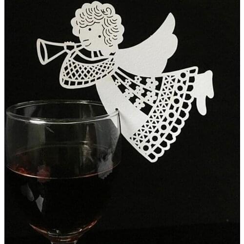 10 Colos 50pcs Angel Shaped Laser Cut Table Mark Wine Glass Name Place Cards Wedding Birthday Baby Shower Party Favor Supplies