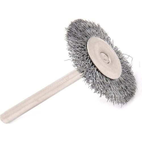 10pcs Wire Wheel Polish Brushes 25mm Diameter For Wood Carving Stone Metal Burr Dirt Descaling Rotary Grinder Accessory Tool