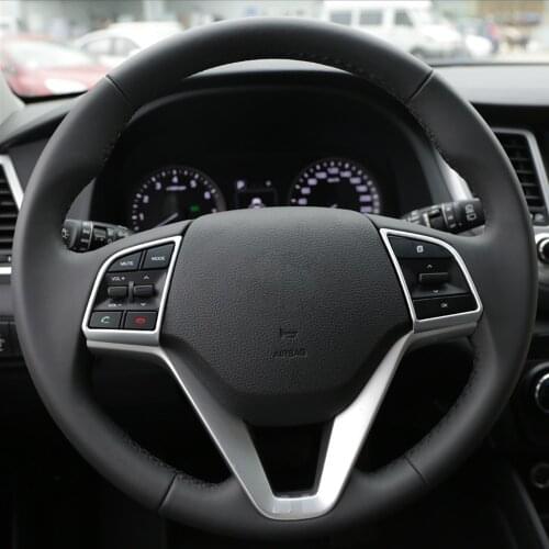 2Pcs/Set Car Steering Wheel Sequins Cover Interior Decoration Trim For Hyundai Tucson 3th 2015 2016 LHD ABS Chrom Accessories