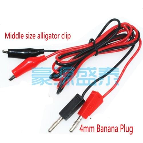 2PCS/Lot 4mm Banana Plug to Middle Alligator Clip Crocodile Test Probe Lead Wire Test Cable 10A 1meter