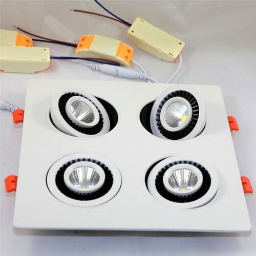 2015 NEW Arrival 3x9W 27W 4x9W 36W 4 Head Rotate 360 Degree COB LED Downlight Recessed Down Lamp Warm White Cool White 6pcs/lot