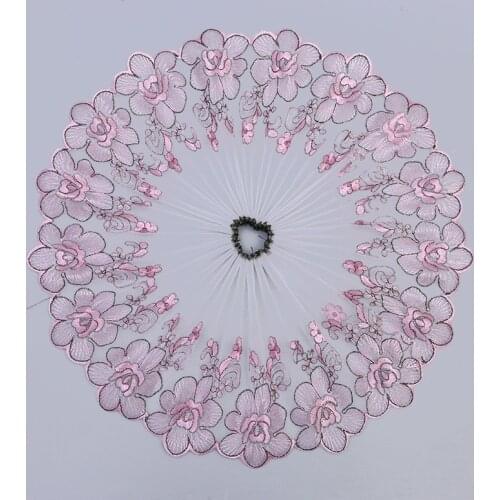 30Yards Floral Flower Lace Trim Ribbon Pink Blue Green Purple Applique Embroidery Fabric Sewing Wedding Sofa Decor