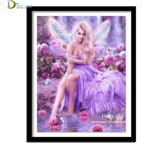 5D Diy Mosaic Diamond Embroidery Butterfly Fairy Full Diamond Painting Cross Stitch Rhinestone Flower Home Decoration Poster