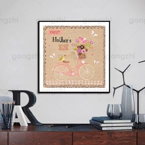 Happy Mothers Day Abstract Canvas Painting Carton Wall Pictures for Living Room and Bedroom Nordic Home Decoration