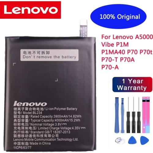 100% Original 4000mAh BL234 battery with 3M glue sticker for Lenovo A5000 Vibe P1M P1MA40 P70 P70t P70-T P70A P70-A +free Tools