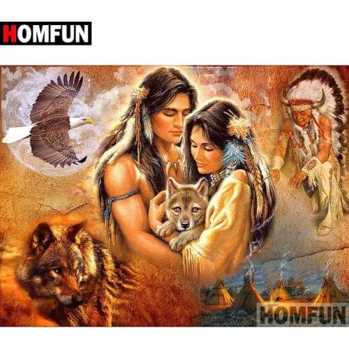 HOMFUN 5D DIY Diamond Painting Full Square/Round Drill "Character wolf" 3D Embroidery Cross Stitch gift Home Decor A02179