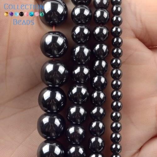 3/4/6/8/10mm Natural Stone Beads Black Hematite Stone Loose Round Beads For Jewelry Accessories Making Bracelet 15