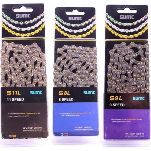 New SUMC Mountain Bike Chain 8 9 10 11 12 Speed 116L 126L Hollow Gold Bike Accessories Bike Parts