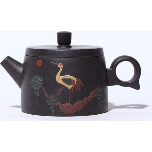 Black gold sand Songhe Yannian teapot Zisha Teapot Yixing Handmade Pot Kung-fu Teaware Purple Clay Drinkware