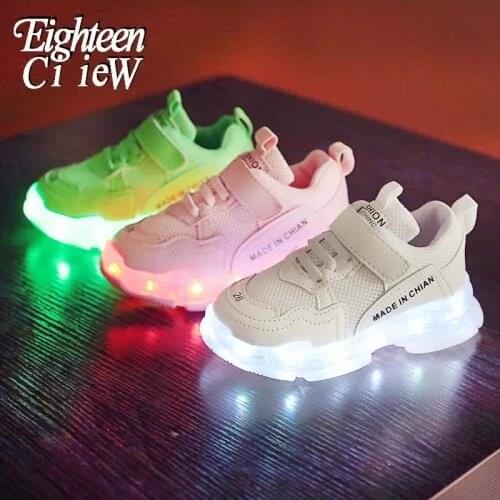 Size 26-36 Children LED Glowing Shoes Kids USB Charge Light Up Sneakers Girls Luminous Shoes Boys Sports Running Sneakers