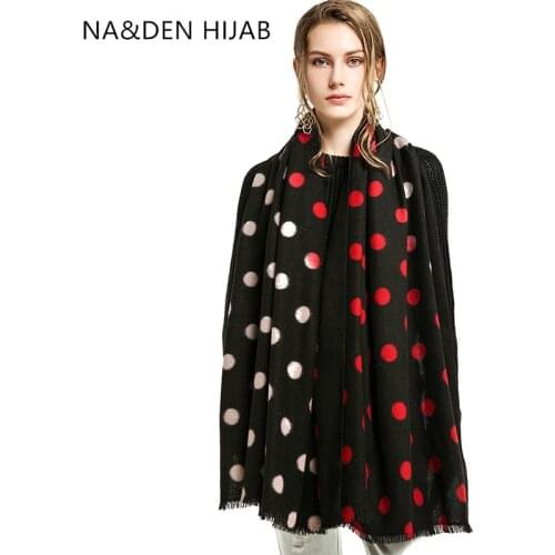 Long muffler Islamic scarf Solid shalws Muslim hijab Winter scarf Dot pattern scarves Cashmere Ladies geometric wraps 7pcs/lot