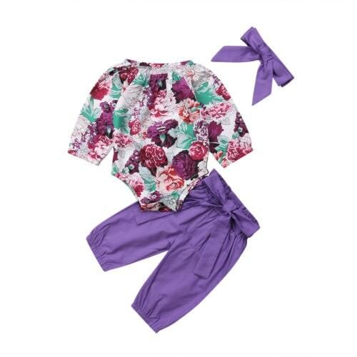 Newborn Infant Baby Girls Outfits Set Clothes Tops Romper Floral Pants Leggings Size 0-24M