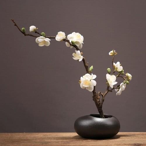 Creative Ceramic Vase Decoration Flower Arrangement In Living Room Dining Table Soft Home Decoration Zen Simulation Plum Set
