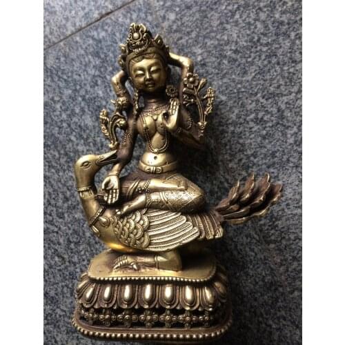 MOEHOMES Chinas rare Crane, tara brass copper fengshui buddha statue Metal crafts home decorations