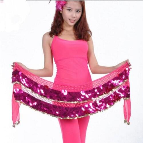 New Popular Hot Selling Dancing Coin Chain Sequin Belly Dance Hip Skirt Scarf Wrap Belt Waistband