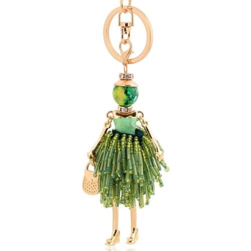 New arrival green crystal keychain for women tassel key ring chain bag charm pendant charm gift fashion jewelry keyring