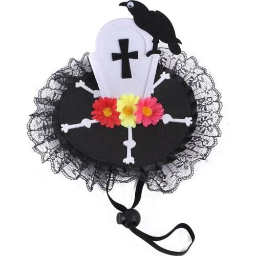 New Pets Funny Headgear Dogs and Cats Halloween Hat Skull Cross Headgear Funny Supplies Cats Accessories Halloween Decorations