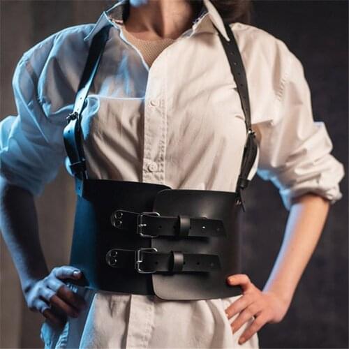 Punk Gothic Corset Bustier Faux Leather Waist Corset Belt for Women Harajuku Cummerbund Wide Belts PU Belt for Dress Streetwear