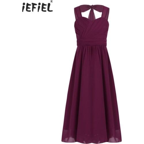 Elegant Flower Girls Dress Chiffon Bridesmaid Girls Children Summer Princess Wedding Party Dress Kids Dresses for Girls Vestido