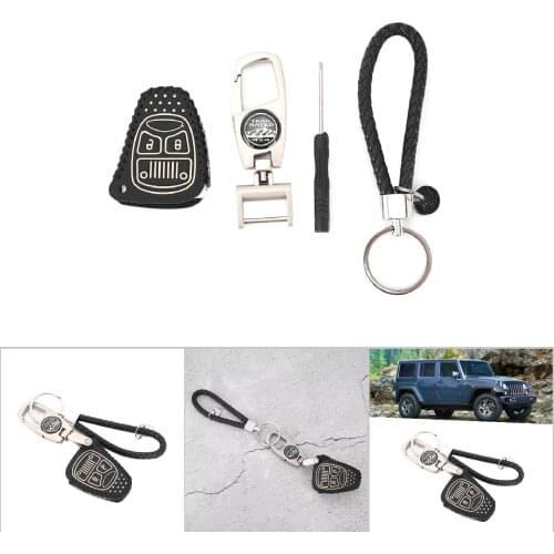 Portable Car Remote Key Case Holder Case With Strap Auto Accessory Fits For Jeep Wrangler JK