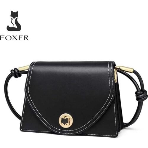 FOXER Brand Casual Girls Cross-body Bag Split Leather Lady Multiple Compartments Shoulder Bag Dating Female Flip Messenger Bag