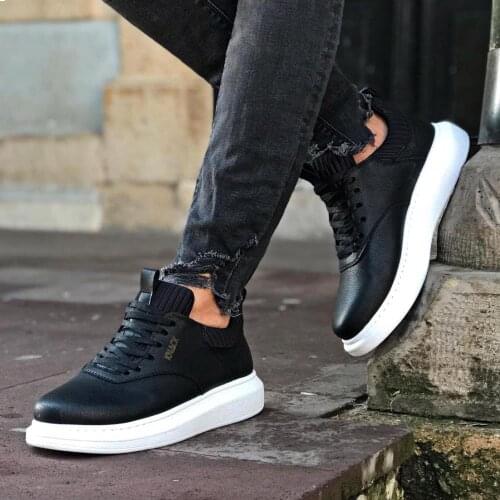 Knack Daily Shoes 055 Black (White Bottom) mens Seasonal Comfortable Orthotic Insole Sneaker Spring and Summer Fashion Sport Lace-Up